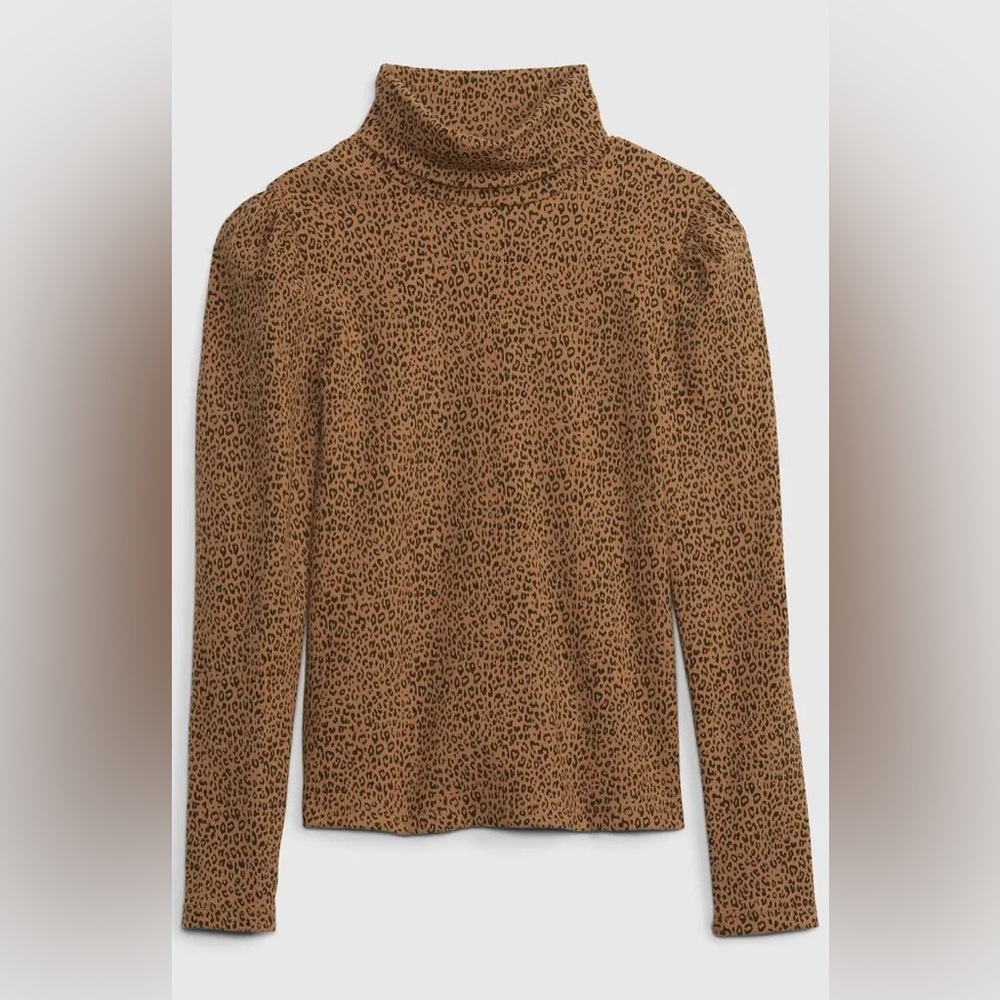 Gap Leopard Puff Sleeve Turtleneck